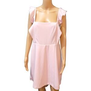BCBG Pink Ruffle Strap Dress Large